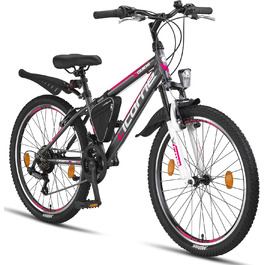 Гірський велосипед Licorne Bike Guide Premium 24 дюйми, 21 швидкість, для дівчат, хлопців, чоловіків та жінок, антрацит