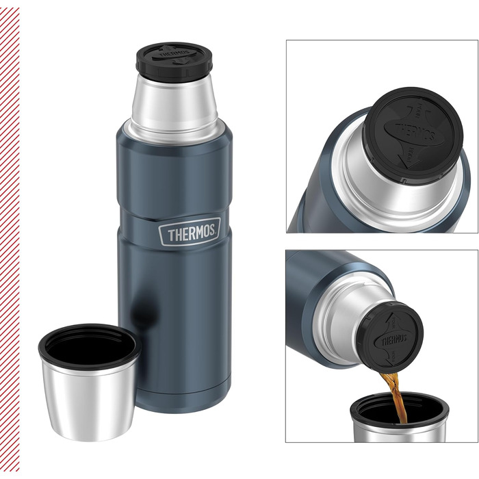 Термос STAINLESS KING з нержавіючої сталі Ice Grey, 1.20л - ізольований, з чашкою та ручкою, 24 год гарячий/холодний, BPA-free