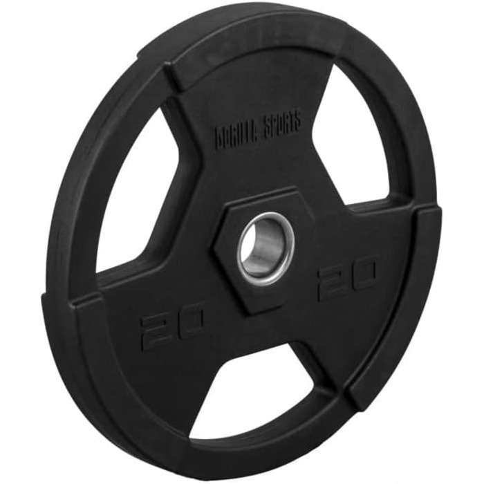 Олімпійські диски для штанги GORILLA SPORTS 1,25-25 кг, тригрип, 50 мм, пластик, чорні