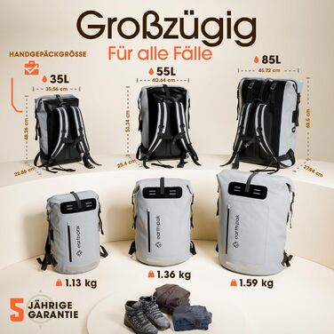 Водонепроникний рюкзак Earth Pak 35/55 л з герметичним Rolltop-закриттям, кишенею на блискавці та чохлом для телефону IPX8