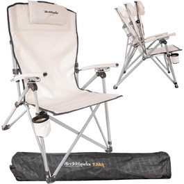 Дитячий складний стілець для кемпінгу Dieckkiners Ehlin, сталевий, регульована спинка, для балкону, саду, тераси, зелений/бежевий