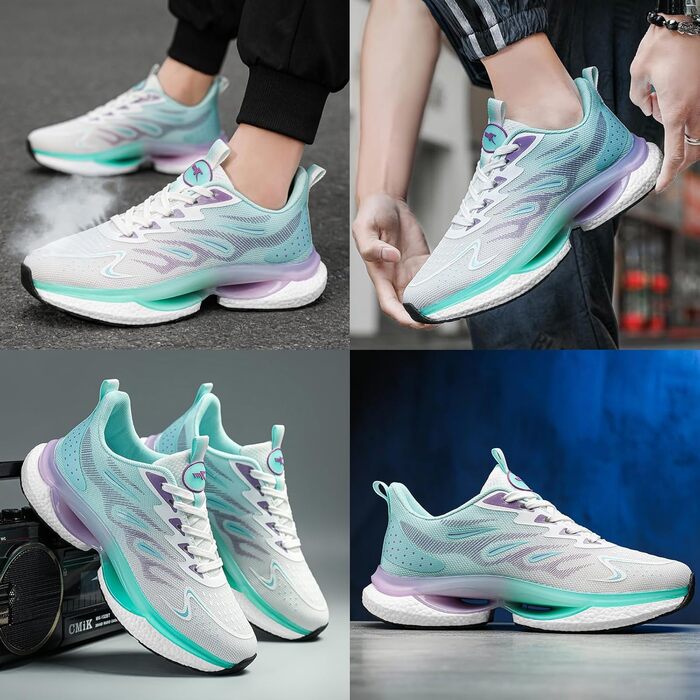 Спортивне взуття для жінок та чоловіків: кросівки для бігу, фітнесу, прогулянок та активного відпочинку. Розміри 35-45 EU (44 EU, блакитний, зелений, білий)