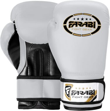 Дитячі боксерські рукавички Farabi Sports 6oz/8oz - білі для боксу, ММА, муай-тай, кікбоксингу та спарингу