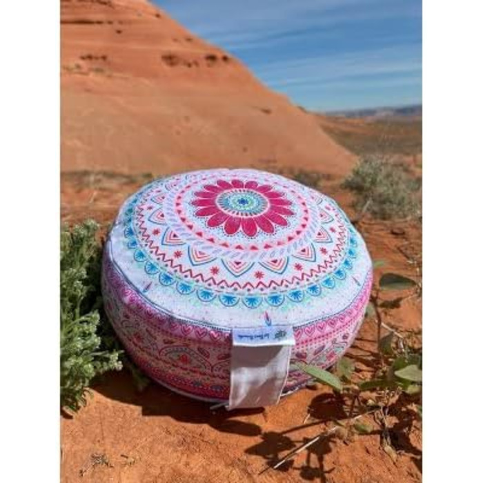 Подушка для медитації Bine Brändle Mandala: Подушка для йоги, сидіння на підлозі, висота 15 см, наповнювач з лушпиння гречки, сертифікат GOTS, бавовняний чохол Morgentau