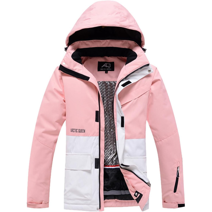 WOWULOVELY Жіночий зимовий костюм для катання на лижах, водовідштовхуючий, вітрозахисний, комплект куртки та штанів, ізольований сноубордний костюм, білий (XL, рожевий)