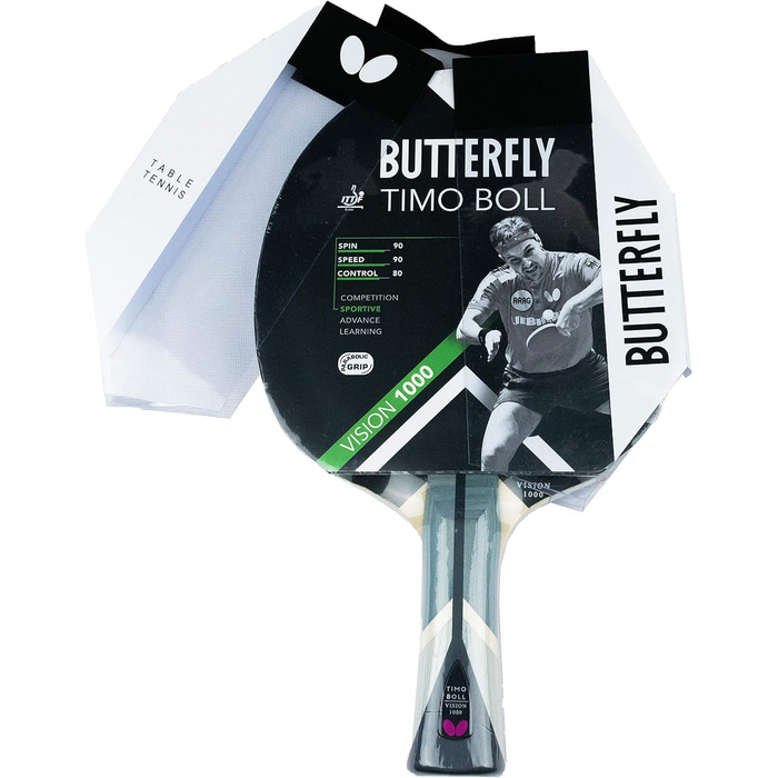 Настільний тенісний ракетка Butterfly Timo Boll Vision 1000, ITTF, для професіоналів, паназіатська накладка, конкавна ручка