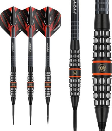 Дротики WINMAU Sicario 25 г, професійні, вольфрамові, з металевим вістрям, набір з оперенням і хвостовиками