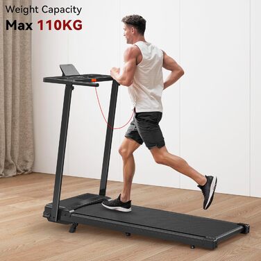 Складане бігове полотно для дому з нахилом 5°, портативне, 8 км/год, 2.5 PS, з ручками, LED-дисплей, тримач для напоїв, 2 в 1