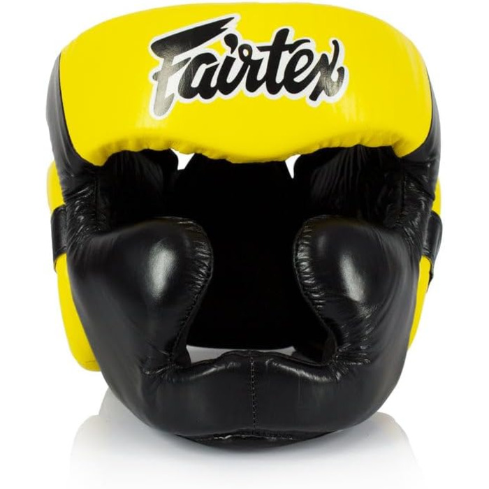 Кінцева захист голови Fairtex Super Sparring Boxen Leder (Hg13 Full Head, Чорний/Жовтий, L)