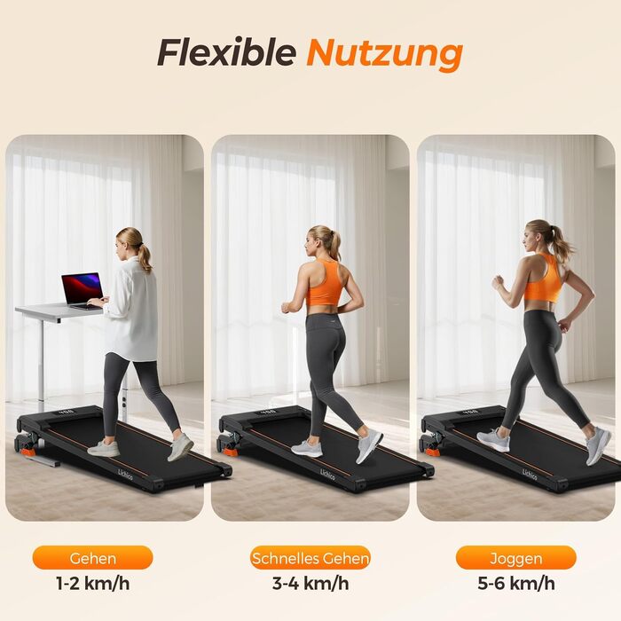 Бігова доріжка Lichico Walking Pad з регульованим нахилом 0-9%, розумним керуванням через додаток та дистанційним пультом, максимальне навантаження 130 кг, для дому