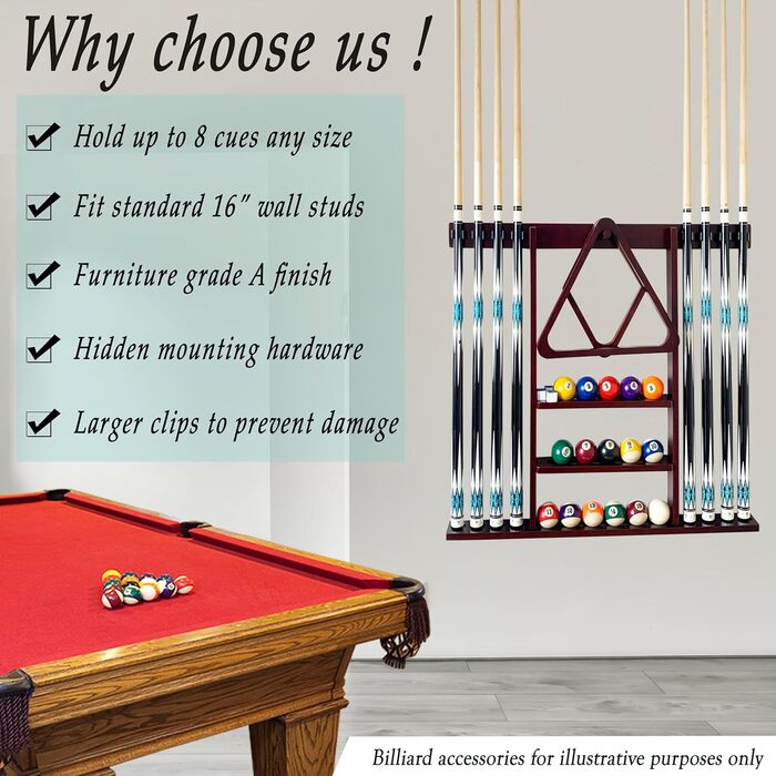 Стійка для київ (біліардних київ) на 8 київ з масиву магогону