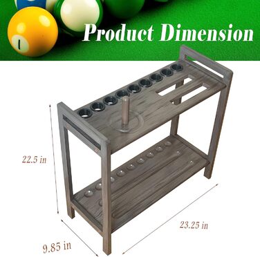 Підставка для київ для більярду на підлозі на 8 київ та аксесуари, дерев'яна підставка для київ, кутова підставка з гачками та лічильником очок