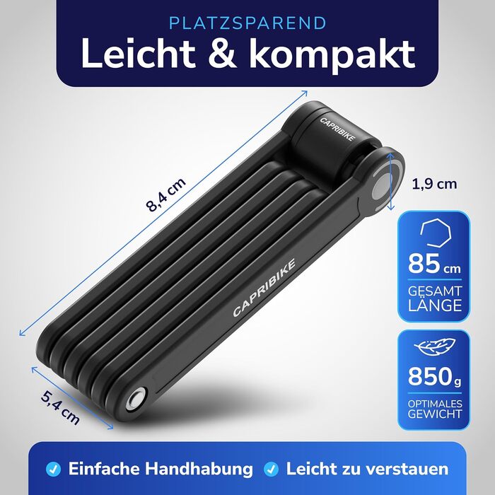 Замок для велосипеда Faltschloss: надійний складний замок для велосипеда та електробіка, рівень безпеки 10, з 2 ключами