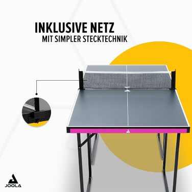 Стіл для пінг-понгу JOOLA Midsize, стіл для відпочинку, комплект з сіткою, чорно-фіолетовий