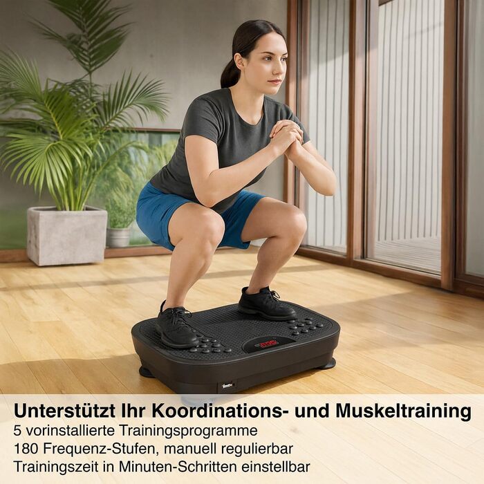 Віброплатформа Newgen Medicals з Bluetooth та динаміками: 180 рівнів, LED-дисплей для фітнесу та м'язового тренування