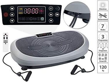 Вібраційна платформа Newgen Medicals 7в1 Curved з осциляцією та еспандерами, до 120 кг, масажна та фітнес-платформа для ніг