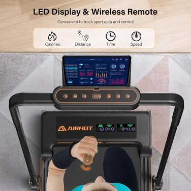 Доріжка для ходьби Walking Pad 2.5 к.с., тиха, з пультом та LED-дисплеєм, компактна бігова доріжка для дому та офісу, чорна з поручнем