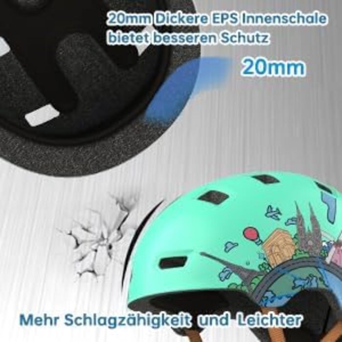 Захисний шолом Skaterhem для скейтборду, самокату, BMX (унісекс, регульований, зелений, M)