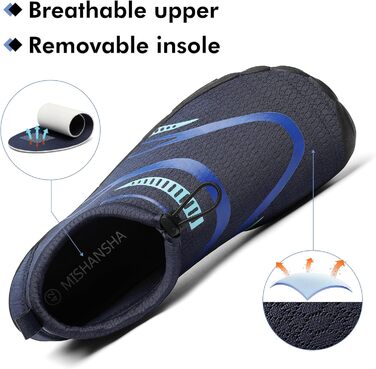 Чоловічі та жіночі аквашузи Mishansha для плавання та відпочинку на воді, чорно-морського кольору (37 EU)