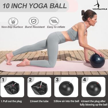 Набір для пілатесу вдома, 11-елементний набір для пілатесу, аксесуари для пілатесу, для жінок, фітнес-кімнат, чорний