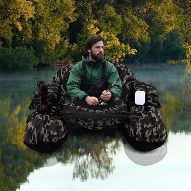 COSTWAY Belly Boot - надувне рибальське сидіння для лову риби, зелений (камуфляж)