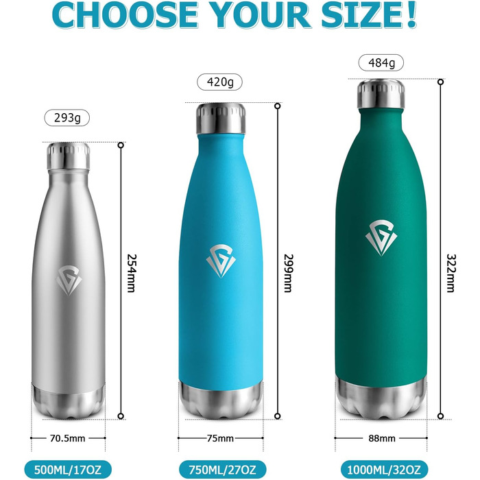 Термосфляка 750 мл, термокана з подвійними стінками, підходить для газованої води, без BPA, фляка для води з ізоляцією, не протікає, з нержавіючої сталі для університету, роботи, подорожей, спорту, активного відпочинку, хлопчиків та дівчаток, темно-зелени