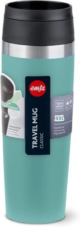 Термокухоль Emsa Classic N2023850, 0.5 л, нержавіюча сталь, з гвинтовою кришкою та напивом 360°, Petrol Blue