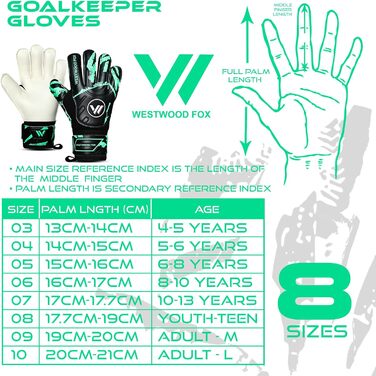 Воротарські рукавички WESTWOOD FOX Fingersave для дітей та підлітків, розмір 6, DumboLatex 4+3 мм, чорно-ціанові