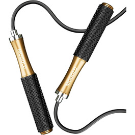 Стрибкове канат для чоловіків, жінок, дітей - з подвійними кульковими підшипниками, 360-градусний поворот, металевий руків'я, серцевина з силіконовим руків'ям, регульований, 3 м, для фітнесу, схуднення, чорний