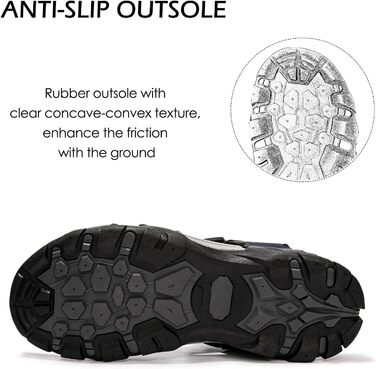 Чоловічі сандалії HEVA Leder Outdoor Sport Trekking Wander (44 EU, Nebel Blau)