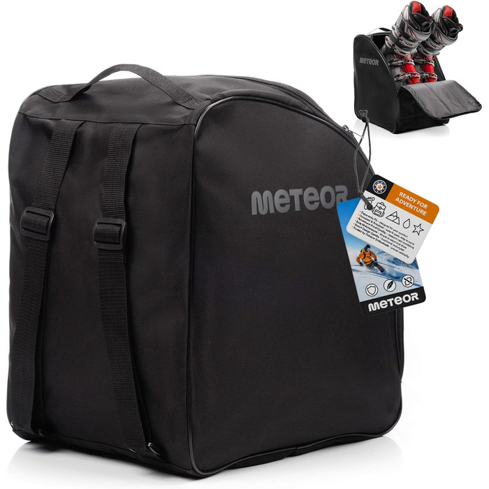 Чохол для лижних черевиків Meteor - компактна сумка для черевиків та рукавиць. Водонепроникний, легкий, міцний, ідеальний для зимових подорожей та катання на лижах. Чорний колір, рюкзак для лижних черевиків.