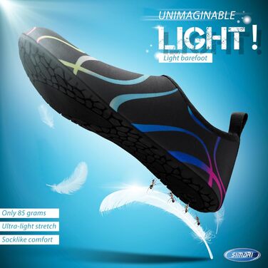 SIMARI Водні черевики для жінок та чоловіків, швидковисихаючі, шкарпетки для плавання, пляжні черевики, спортивні аквашузи SWS001, чорний, 46/47 EU