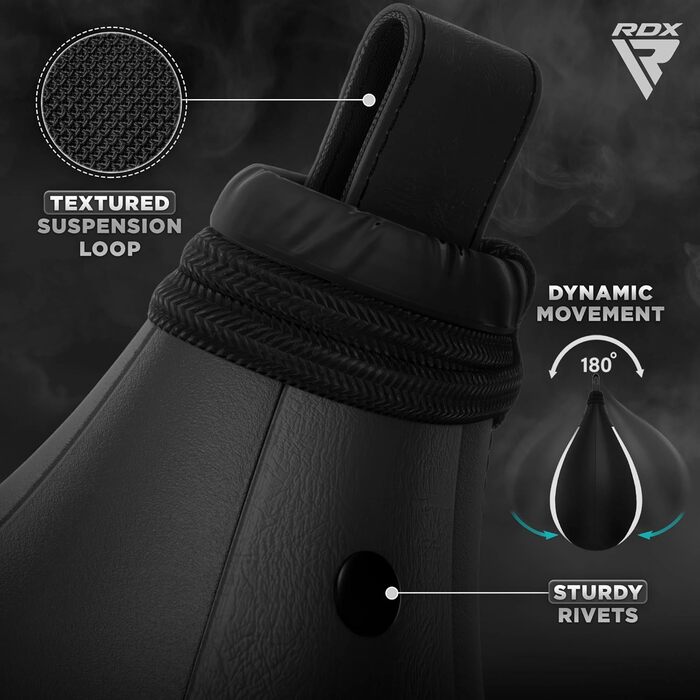Набір для боксу RDX Speed Bag: шкіряний м'яч, підвіс, поворотний механізм для MMA, муай-тай, кікбоксингу та тренувань
