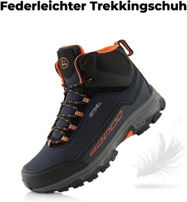 Черевики для ходьби жіночі та чоловічі, зимові, водонепроникні (36 EU, темно-синій, помаранчевий)