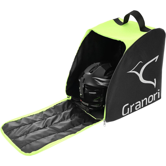 Чохол для лижних черевиків з рюкзаком та місцем для шолома та аксесуарів | Чохол для лижних черевиків, рюкзак для лиж, сноуборду та ковзанів (неоновий жовто-чорний)
