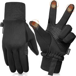 Рукавички для дітей Sukeen Softshell, теплі велосипедні рукавички, вітронепроникні, антиковзні, для їзди на конях, спортивні, для хлопчиків та дівчаток (L, чорний)