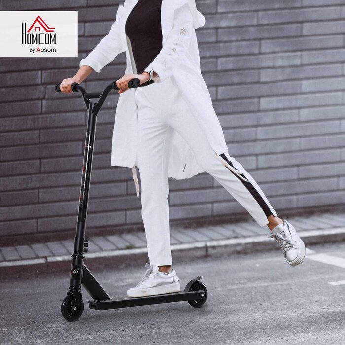 Скутер для трюків HOMCOM Funscooter, 100 мм колеса, підшипники ABEC 9, чорний, для дітей від 14 років