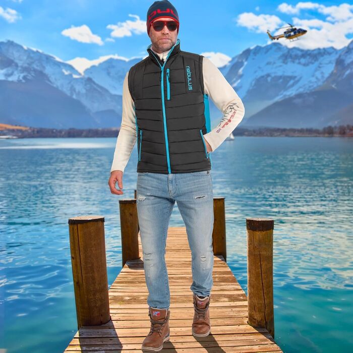 Чоловіча жилетка Nebulus REVIVAL, тепла жилетка з довгим замком-блискавкою, чорно-малібу