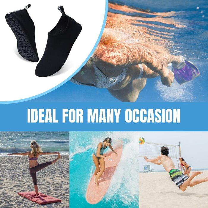 Аквашузи для плавання та відпочинку на пляжі: швидка сушка, чорний колір, 38/39 EU