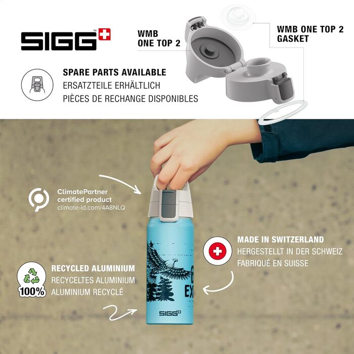 Дитяча алюмінієва пляшка SIGG WMB ONE 0,6 л для газованих напоїв, герметична, легка, BPA-free, сертифікат ClimatePartner, для спорту та школи