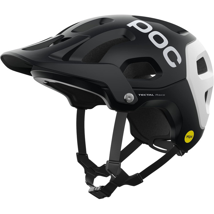 Велошолом POC Tectal Race MIPS для трейлу, ендуро та ол-маунтін, з аромідним захистом, MIPS, регулюванням розміру, матовий чорний/білий, розмір L (59-62 см)