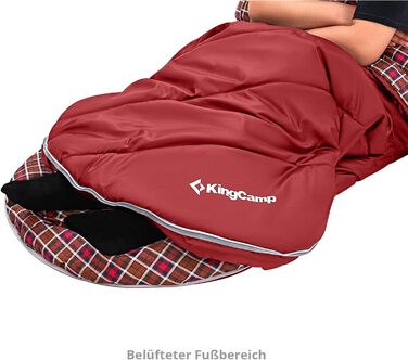 Сплячий мішок KingCamp Freespace 250 Winter з бавовни, широкий, -8°C, винно-червоний
