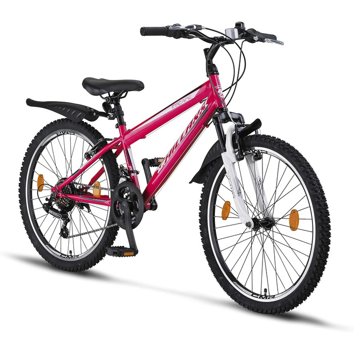Гірський велосипед Chillaxx Bike Escape 24/26 дюймів, 21-швидкісний, для дівчат, хлопців, жінок і чоловіків, рожево-білий, V-гальма, преміум-якість