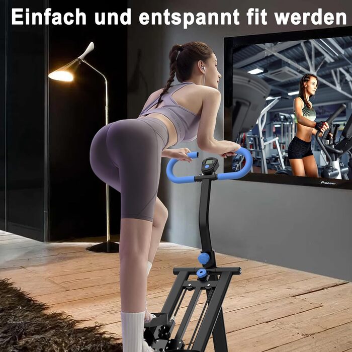 Сходи-степер з регульованим опором для дому – тренажер для кардіотренувань з LCD-дисплеєм та компактним дизайном | Ідеально для домашнього спортзалу, квартири та офісу, чорний