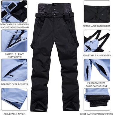 Сніговий костюм чоловічий HOUZONIY, теплий, вітронепроникний, 2-частинний, розмір L, чорний