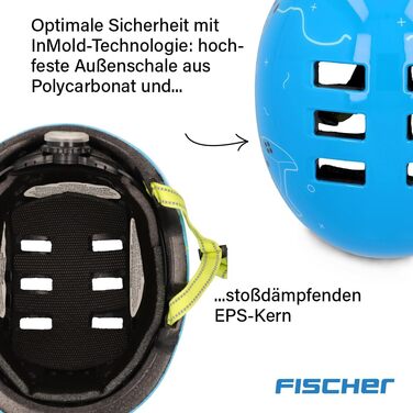 Дитячий велосипедний шолом FISCHER BMX з LED підсвіткою, для велосипеда, самоката та екстремальних видів спорту