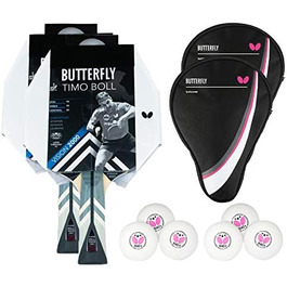 Butterfly Timo Boll Vision 2000 – професійна ракетка для настільного тенісу, ITTF сертифікований гумовий наклад Wakaba, набір із кейсом, м'ячами та додатковою ракеткою, для технічно просунутих гравців