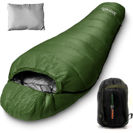 Сплячий мішок SereneLife для кемпінгу – теплий, водонепроникний, для зимового відпочинку, температура від -15°C до +12°C, з компресійним мішком та подушкою