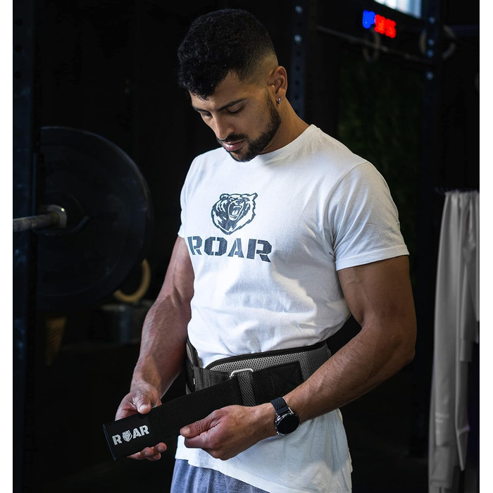 Пояс для важкої атлетики Roar®: для тренувань у залі, пауерліфтингу, кросфіту, чоловічий та жіночий, сірий, XS
