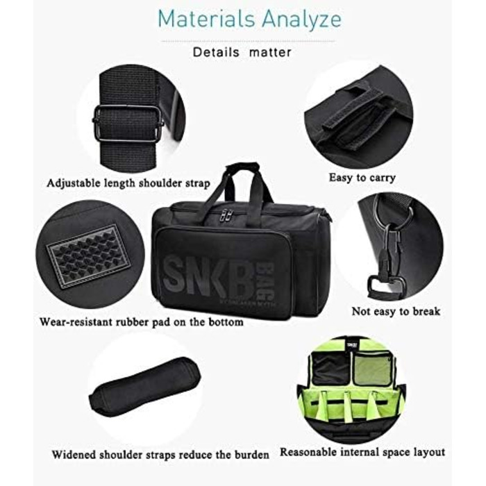 Спортивна сумка Artfilif: містка, з 3 відділеннями, для подорожей, чорна